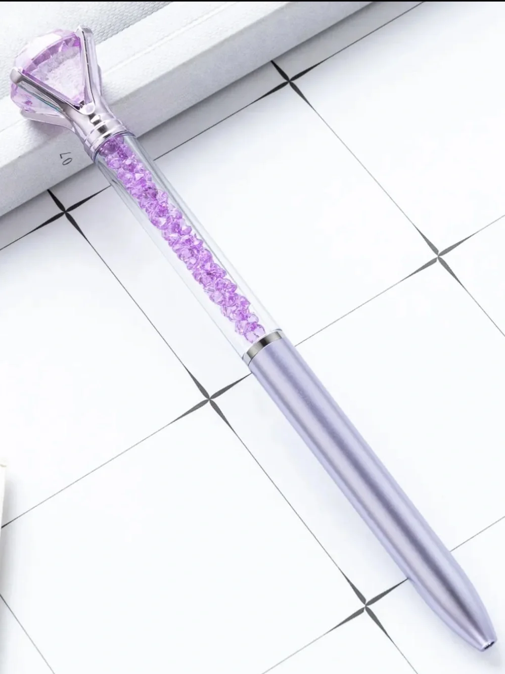 Purple A7 Pocket Notebook & Crystal Diamond Pen Gift Set Journal Planner NEW